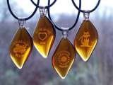 Honey Glass Necklaces supplied and engraved by Frosted Lime Frosted Lime Ltd Intech House, 35 Cam Centre, Wilbury Way 