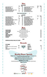 Pricelists of Vinnie's Neighborhood Italian Restaurant