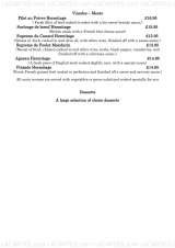 Menus & Prices, The Hermitage Restaurant, Folkestone