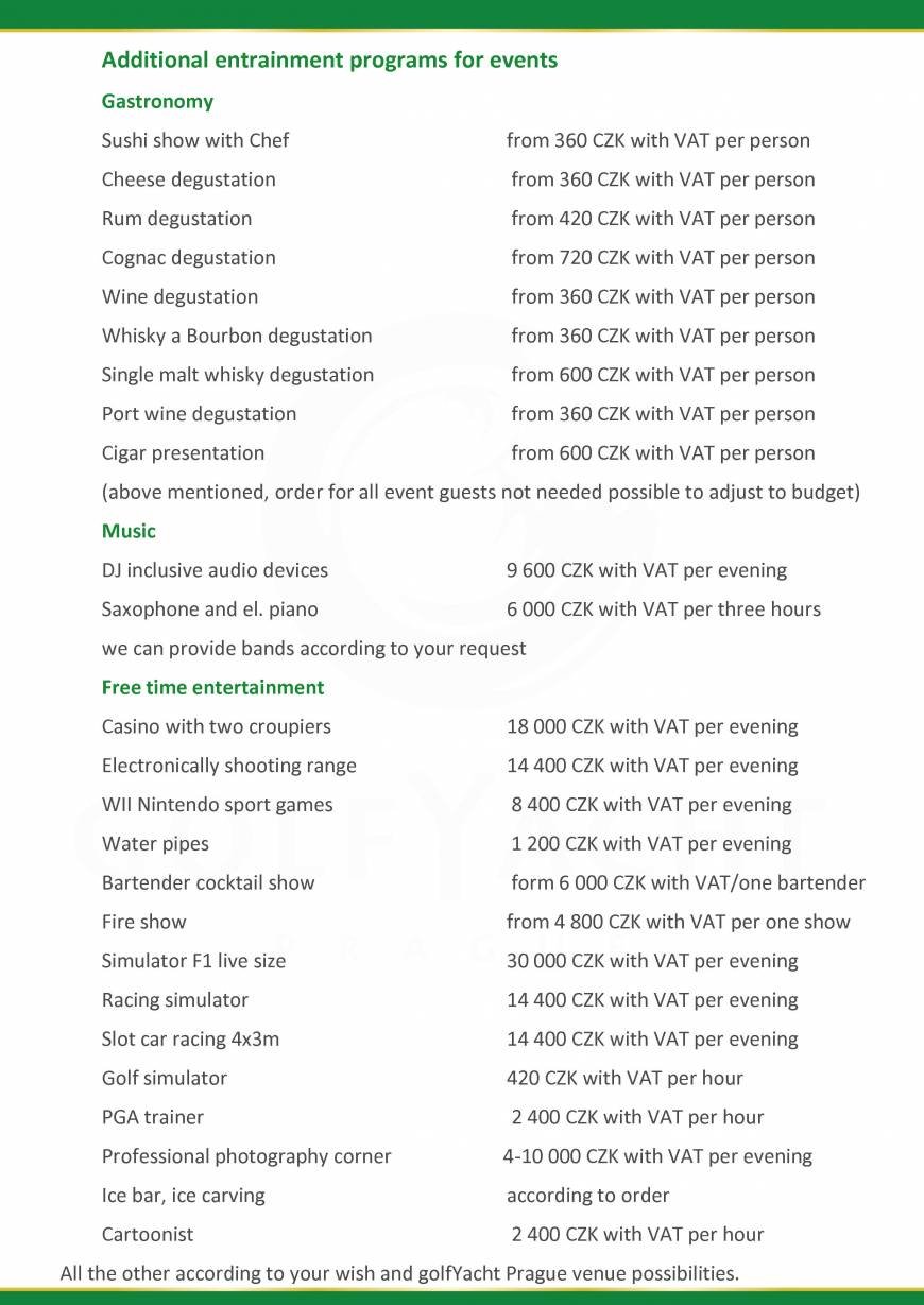  Pricelists of GreenYacht Hotel & Restaurant U Libenskeho mostu - Photo 19 of 32