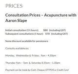 Menus & Prices, Essential Wellbeing Natural Health Clinic, Plympton