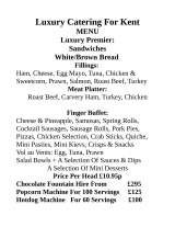 Pricelists of Luxury Catering For Kent
