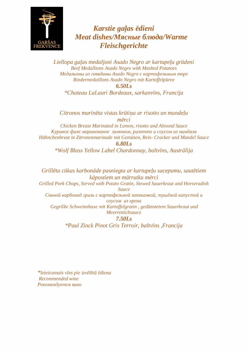  Pricelists of Restaurant 