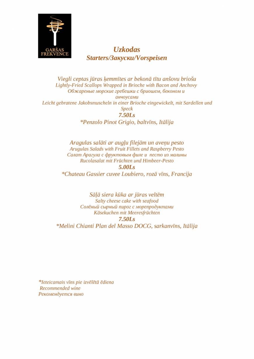  Pricelists of Restaurant 