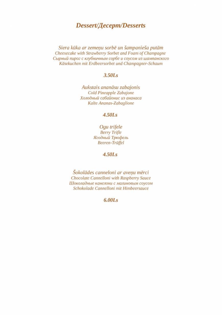  Pricelists of Restaurant 