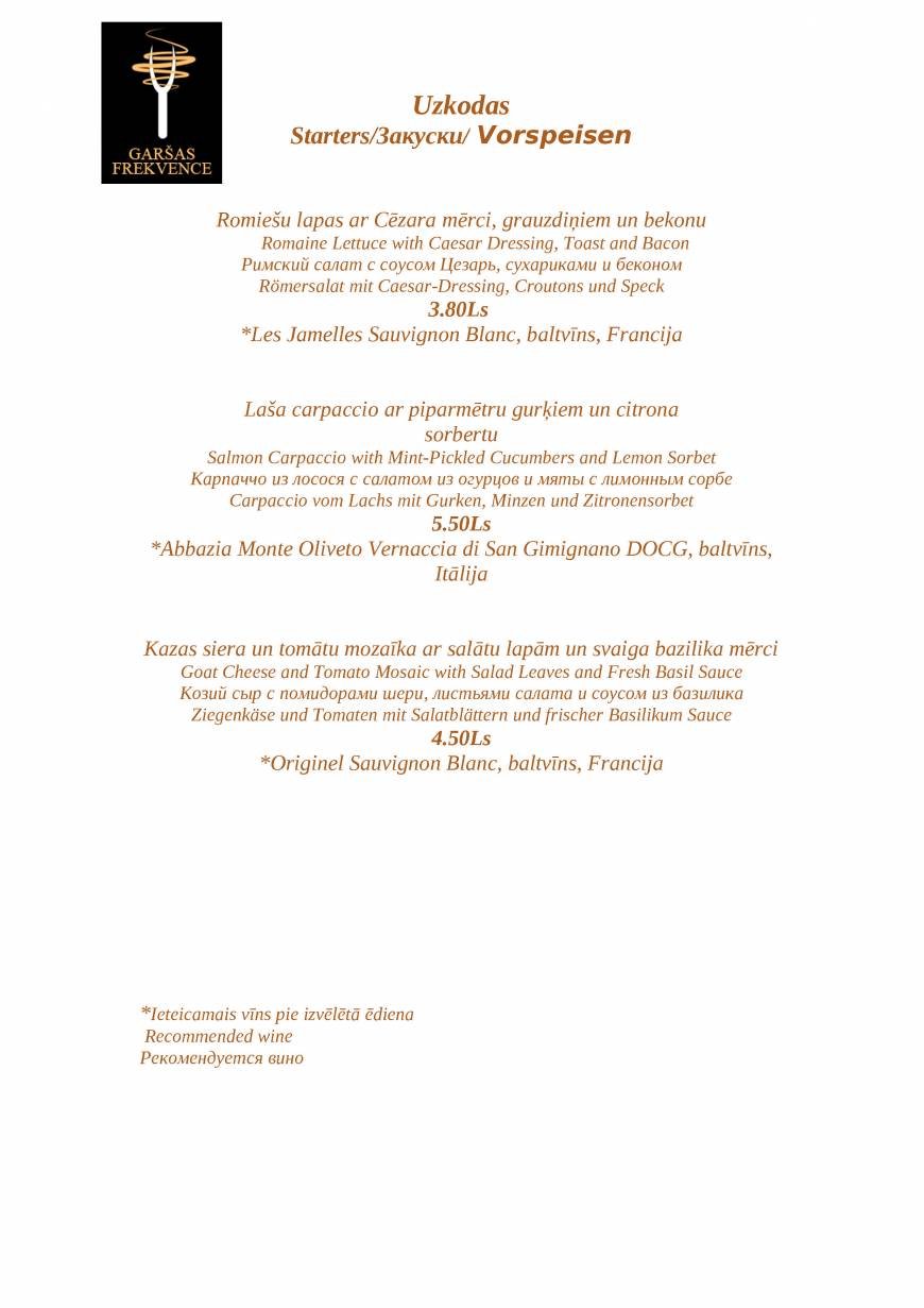  Pricelists of Restaurant 