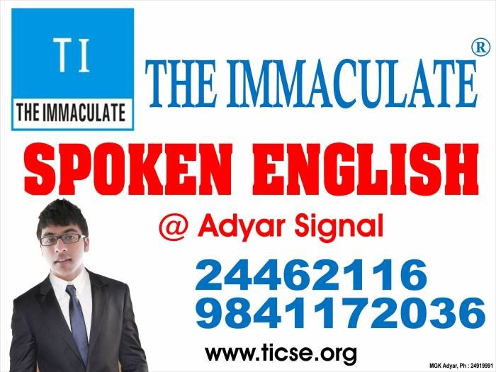  Profile Photos of THE IMMACULATE CENTRE FOR SPOKEN ENGLISH The Immaculate Center for Spoken English, New No.# 25, Old NO.# 12,1st Floor. Kamaraj Avenue, 2nd Street Near Bharath School, Adyar Chennai - Photo 1 of 1