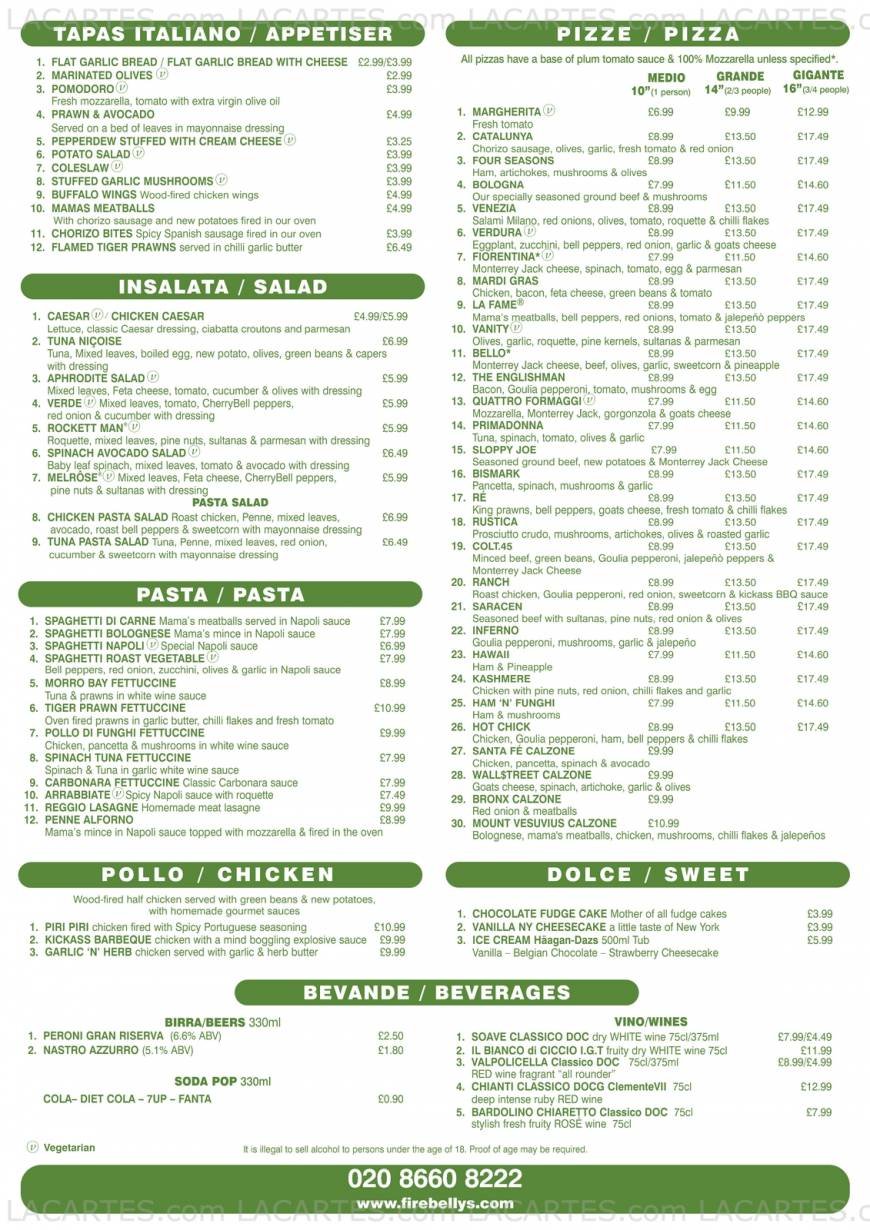  Pricelists of FireBellys Restaurant Tunbridge 42 Mount Ephriam - Photo 2 of 2