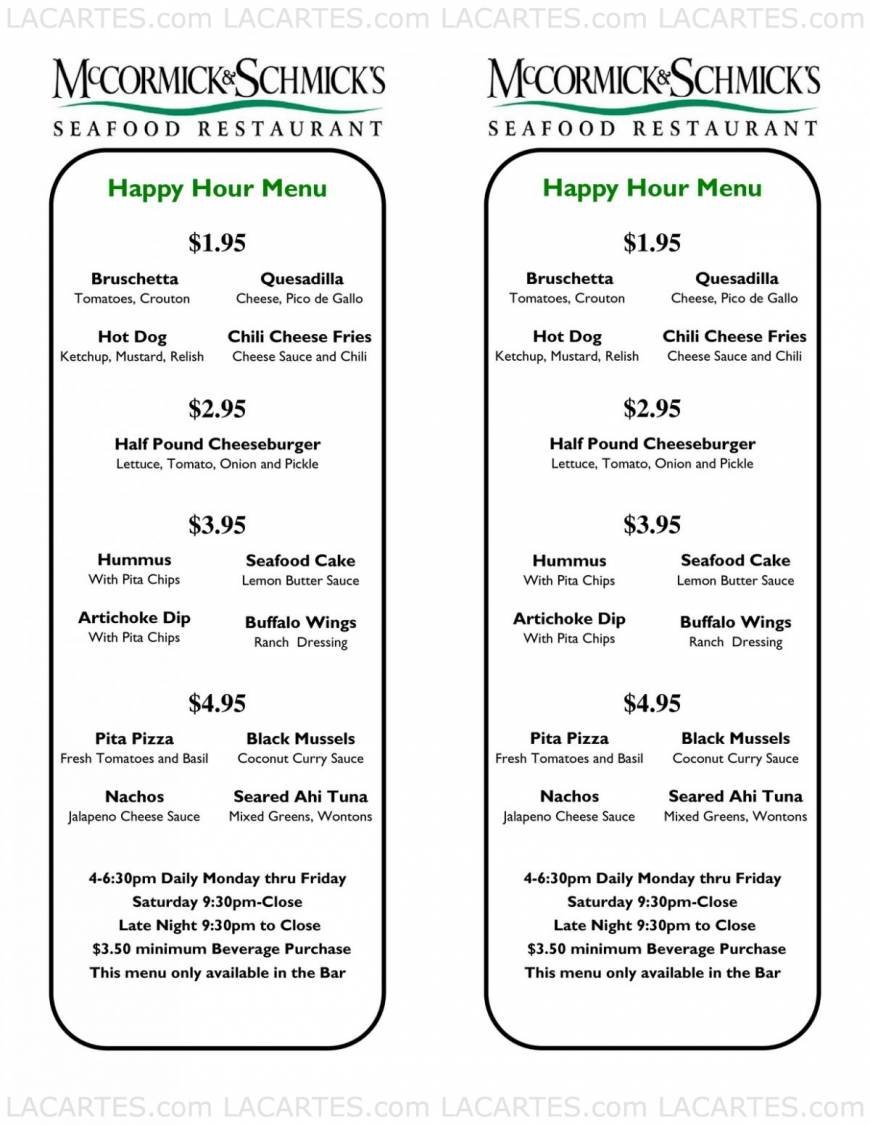  Pricelists of McCormick & Schmick's Seafood Restaurant 170 South Market Street - Photo 3 of 8