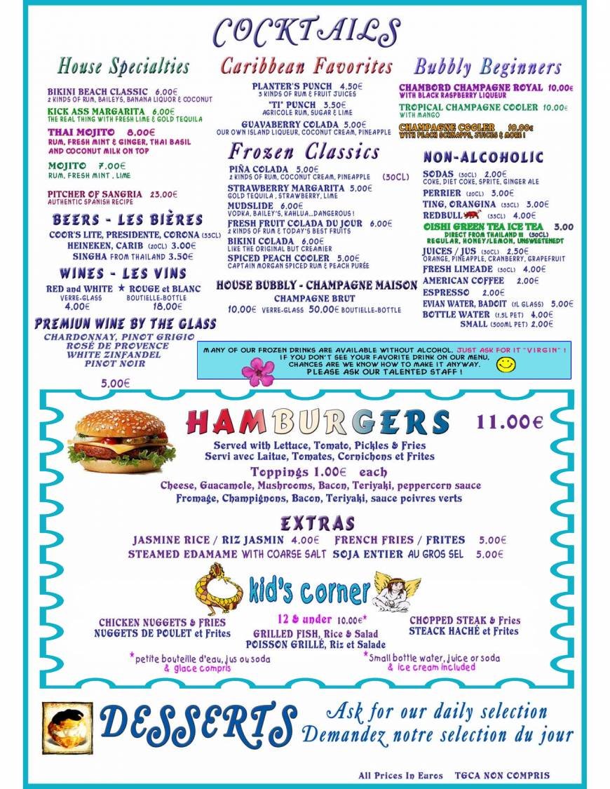  Pricelists of The Original BIKINI BEACH Lot 4 Parc d ela Baie Orientale - Photo 2 of 4