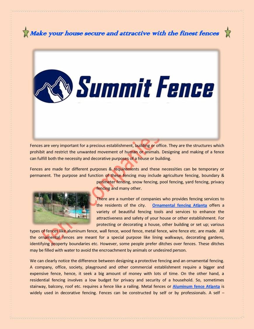  Pricelists of Summit Fence Co 3330 Cobb Pky Nw, Acworth, GA 30101 - Photo 2 of 2