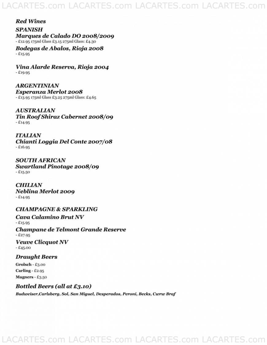  Pricelists of Papa Sanchos Stonegrill Restaurant & Cafe Bar 8-14 College Street - Photo 6 of 6