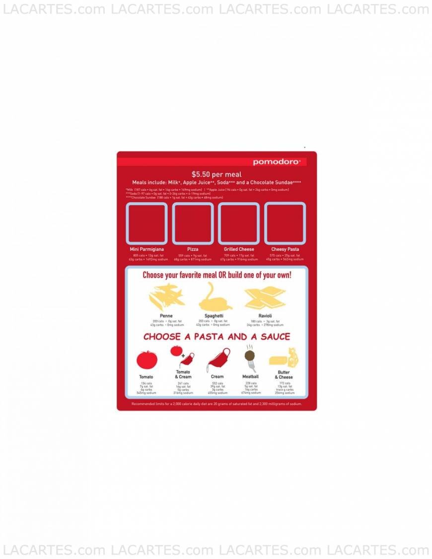  Pricelists of Pasta Pomodoro 1550 Bryant Street - Photo 1 of 7