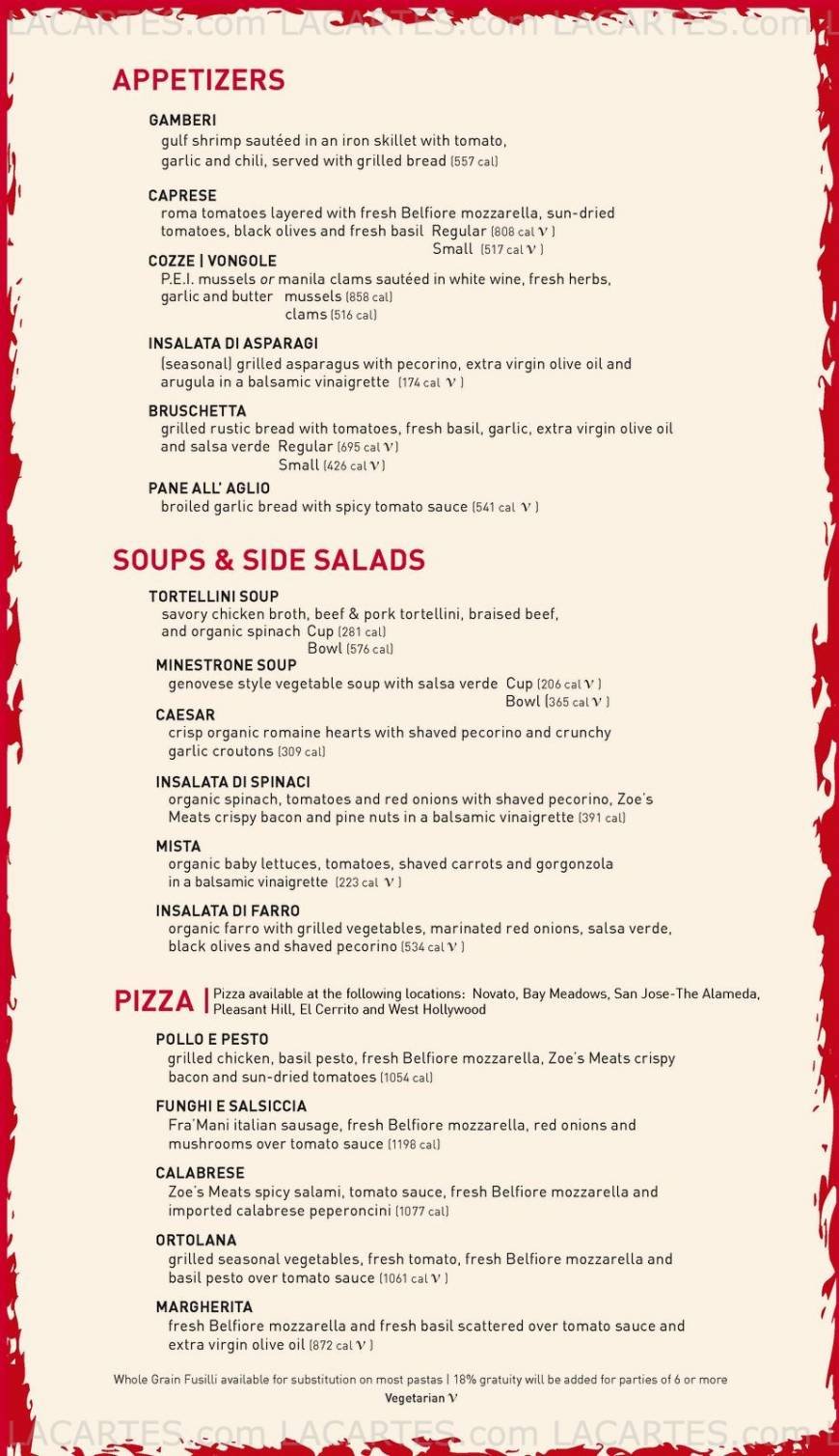  Pricelists of Pasta Pomodoro 1550 Bryant Street - Photo 3 of 7