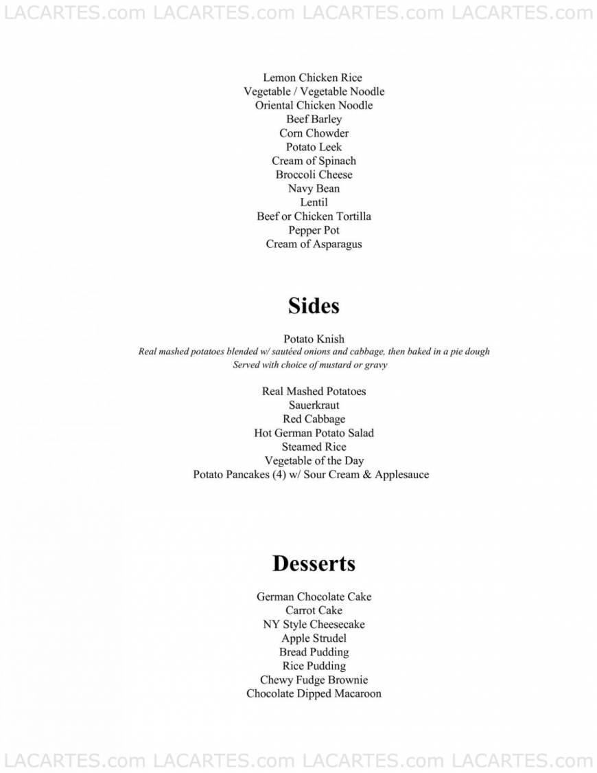  Pricelists of Gunther's Restaurant & Catering 1601 Meridian Ave. - Photo 15 of 17