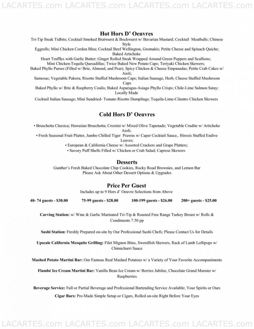  Pricelists of Gunther's Restaurant & Catering 1601 Meridian Ave. - Photo 12 of 17
