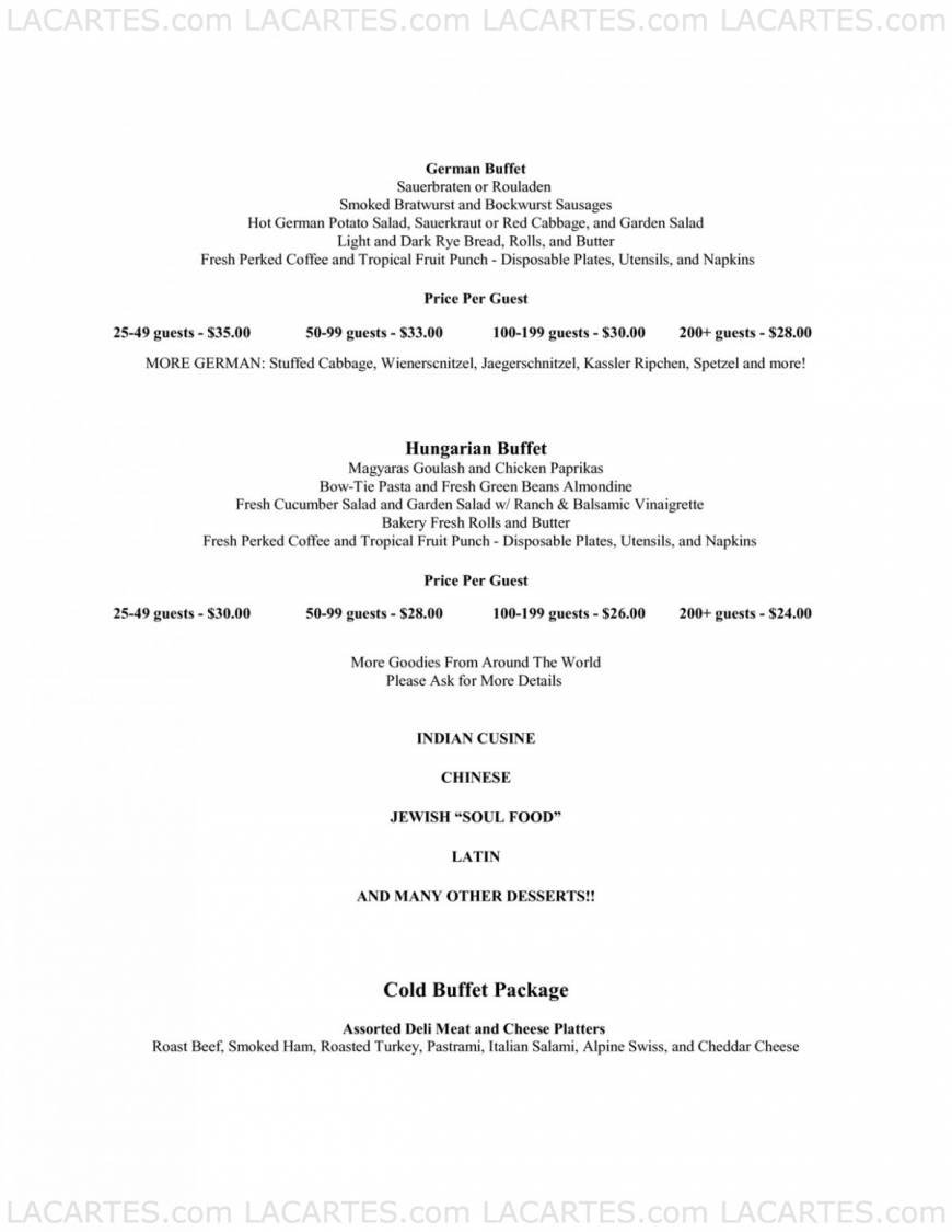  Pricelists of Gunther's Restaurant & Catering 1601 Meridian Ave. - Photo 6 of 17