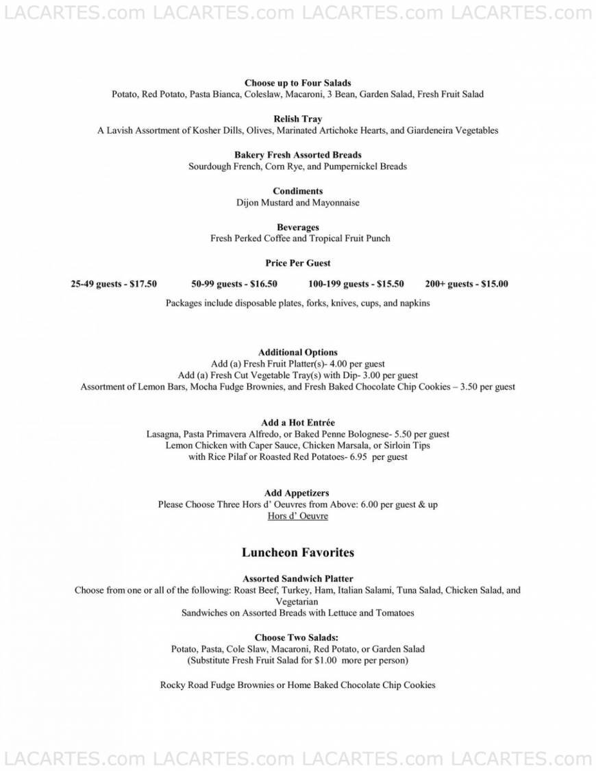  Pricelists of Gunther's Restaurant & Catering 1601 Meridian Ave. - Photo 5 of 17