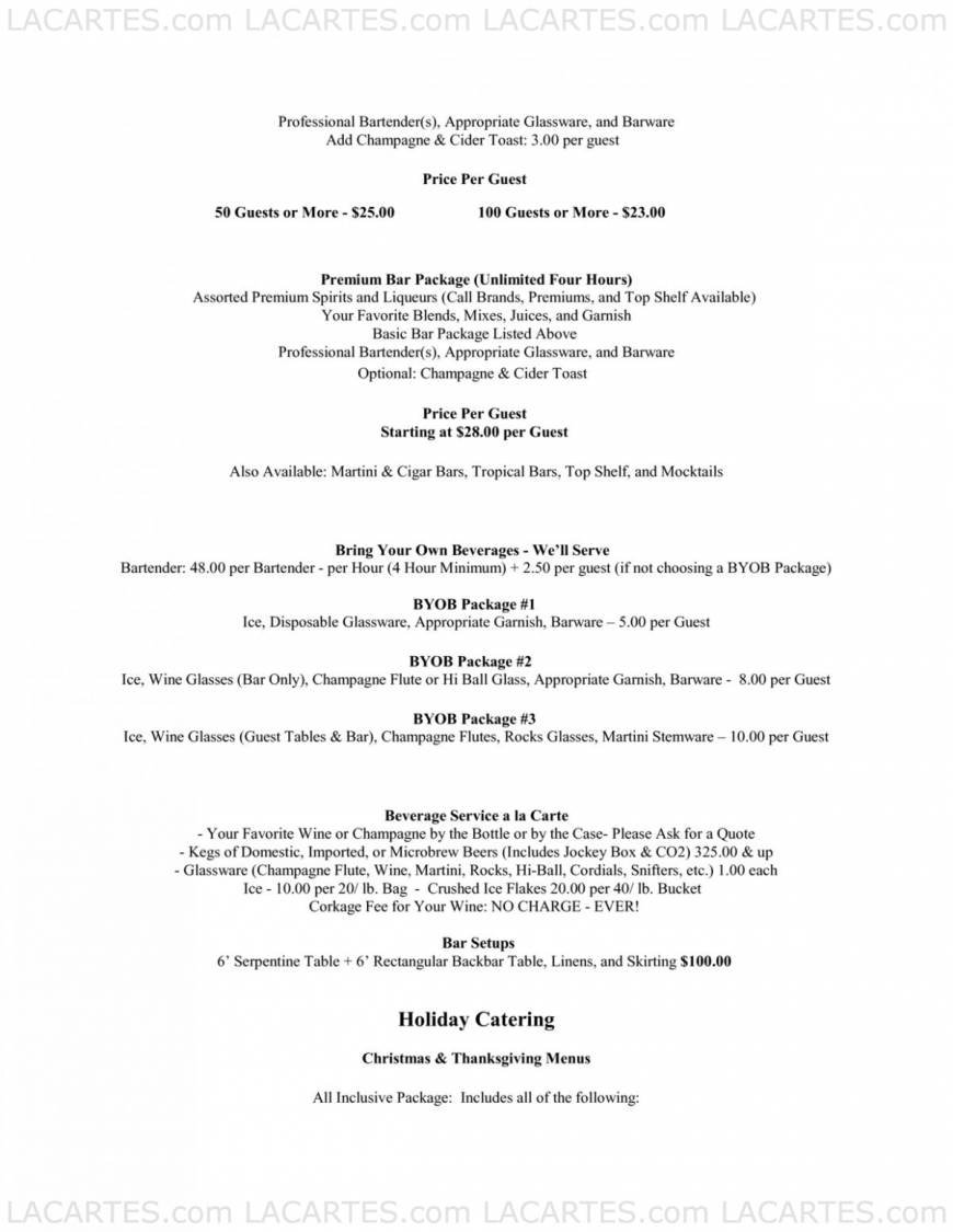  Pricelists of Gunther's Restaurant & Catering 1601 Meridian Ave. - Photo 3 of 17