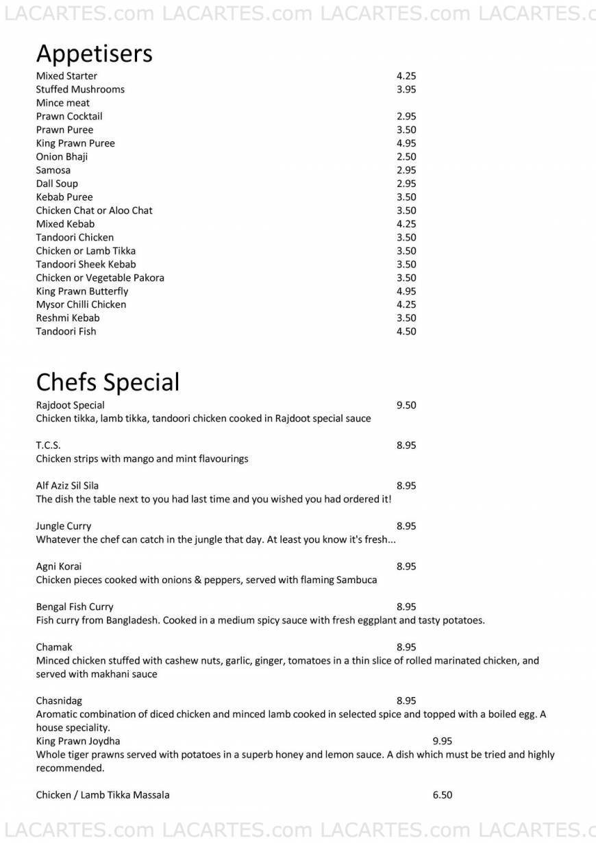  Pricelists of RAJDOOT TAKEAWAY NEW ELTHAM 46 Avery Hill - Photo 1 of 7