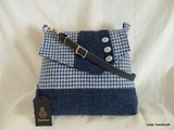 Attleborough Bag Large â€“ Blue & White Houndstooth, Ladja Tweedcraft, Isle of Lewis