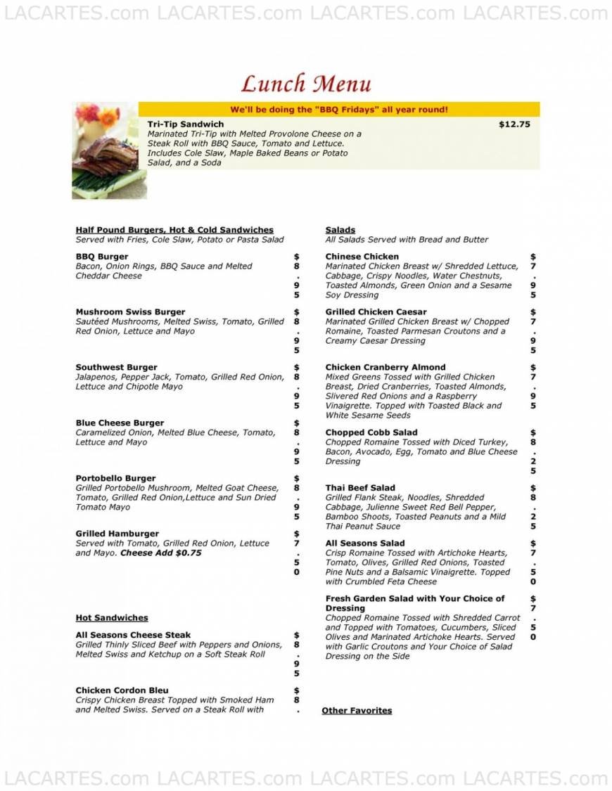  Pricelists of All Season's cafe & Catering 1758 Junction Avenue suit AA - Photo 1 of 13