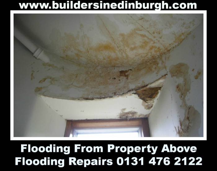water damage ceiling repairs, water staining. Profile Photos of Fire Damage Repairs Edinburgh, Insurance Building Contractors Edinburgh 12a Beaverhall Road - Photo 8 of 14