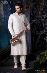 White wedding sherwnai for men, Ashika Fashion Wear, Mumbai