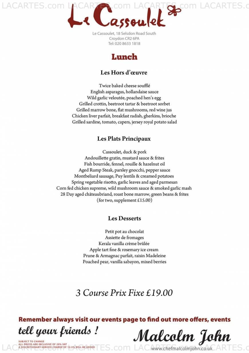  Pricelists of Le Cassoulet 18 Selsdon Road - Photo 10 of 18