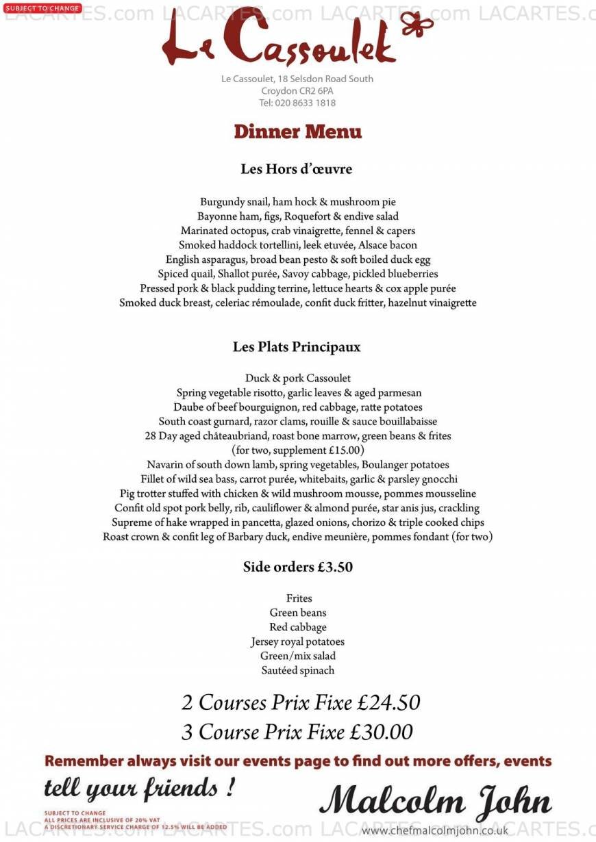  Pricelists of Le Cassoulet 18 Selsdon Road - Photo 18 of 18