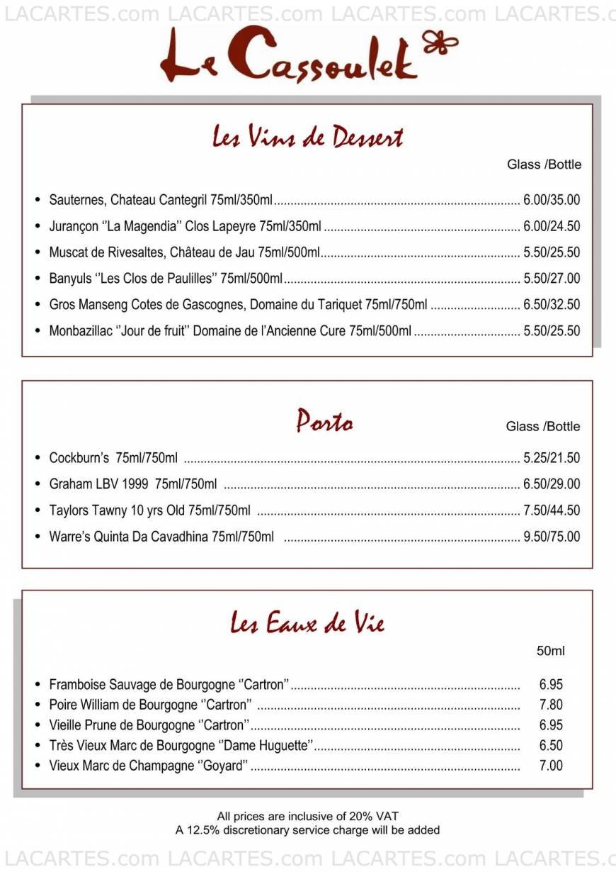  Pricelists of Le Cassoulet 18 Selsdon Road - Photo 15 of 18