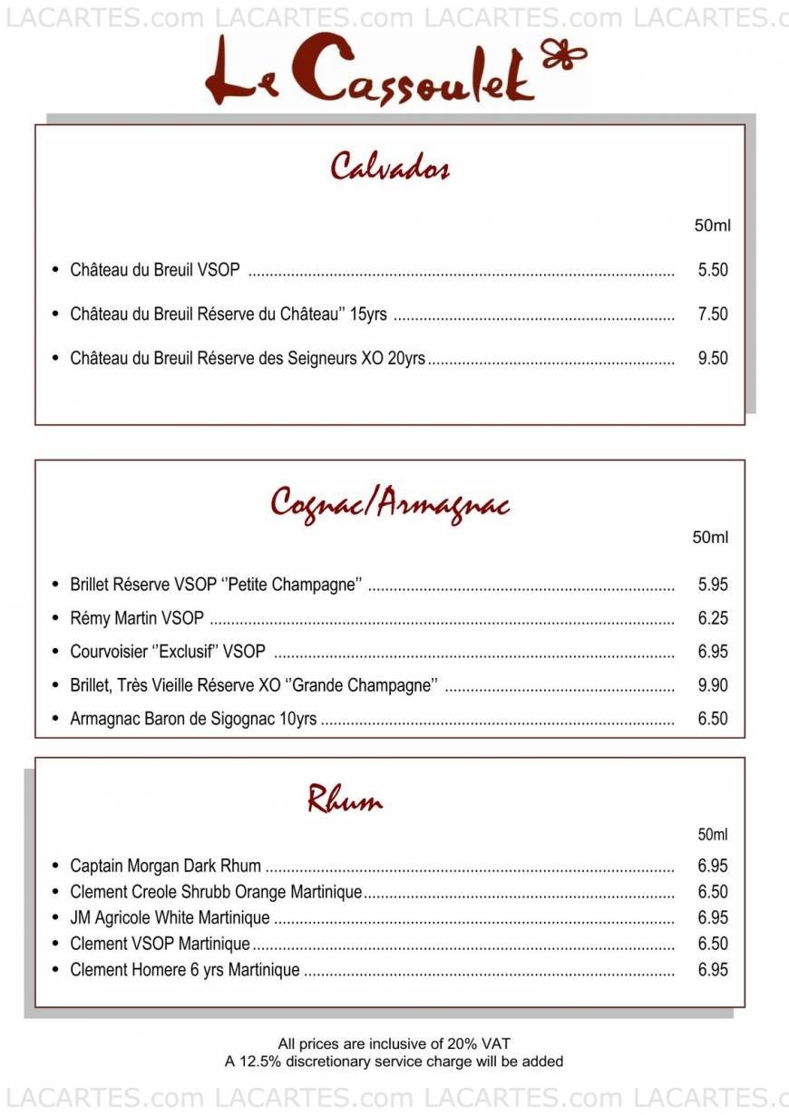  Pricelists of Le Cassoulet 18 Selsdon Road - Photo 14 of 18