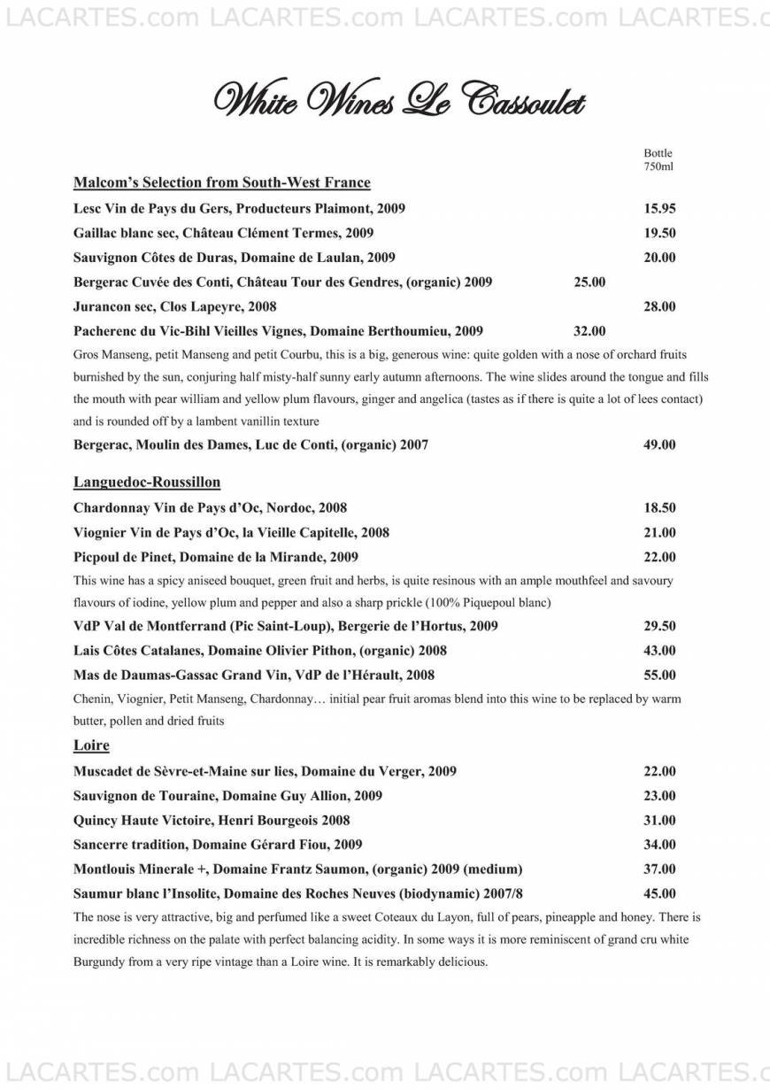  Pricelists of Le Cassoulet 18 Selsdon Road - Photo 7 of 18