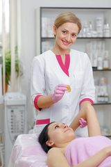 Portrait, Master Cosmetologist by sugar hair removal in beauty salon, Ruby's Hair & Beauty Salon, London