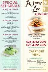 Menus & Prices, Wong Lee Chinese Restaurant and Takeaway, Banbridge