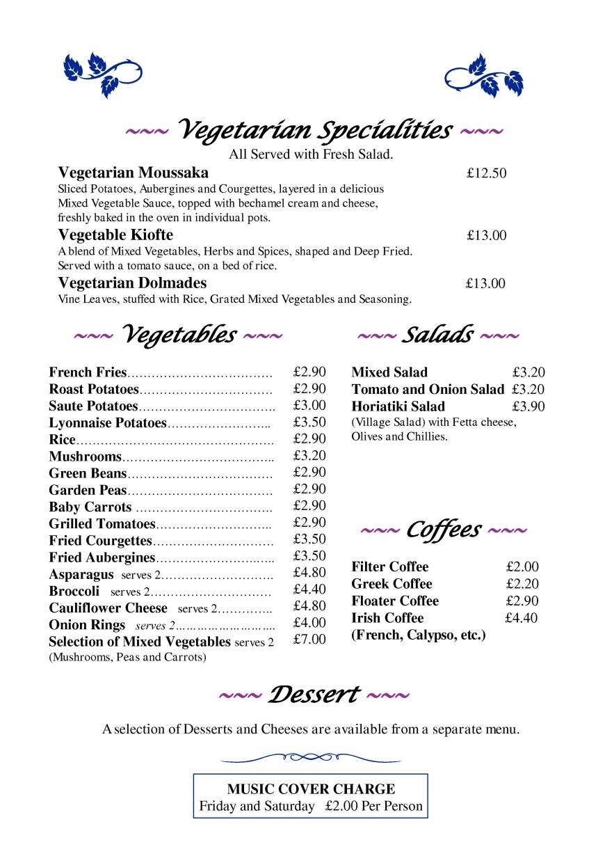  Pricelists of The Corinthian Restaurant 389-391 Eastern Avenue Gants Hill - Photo 4 of 12