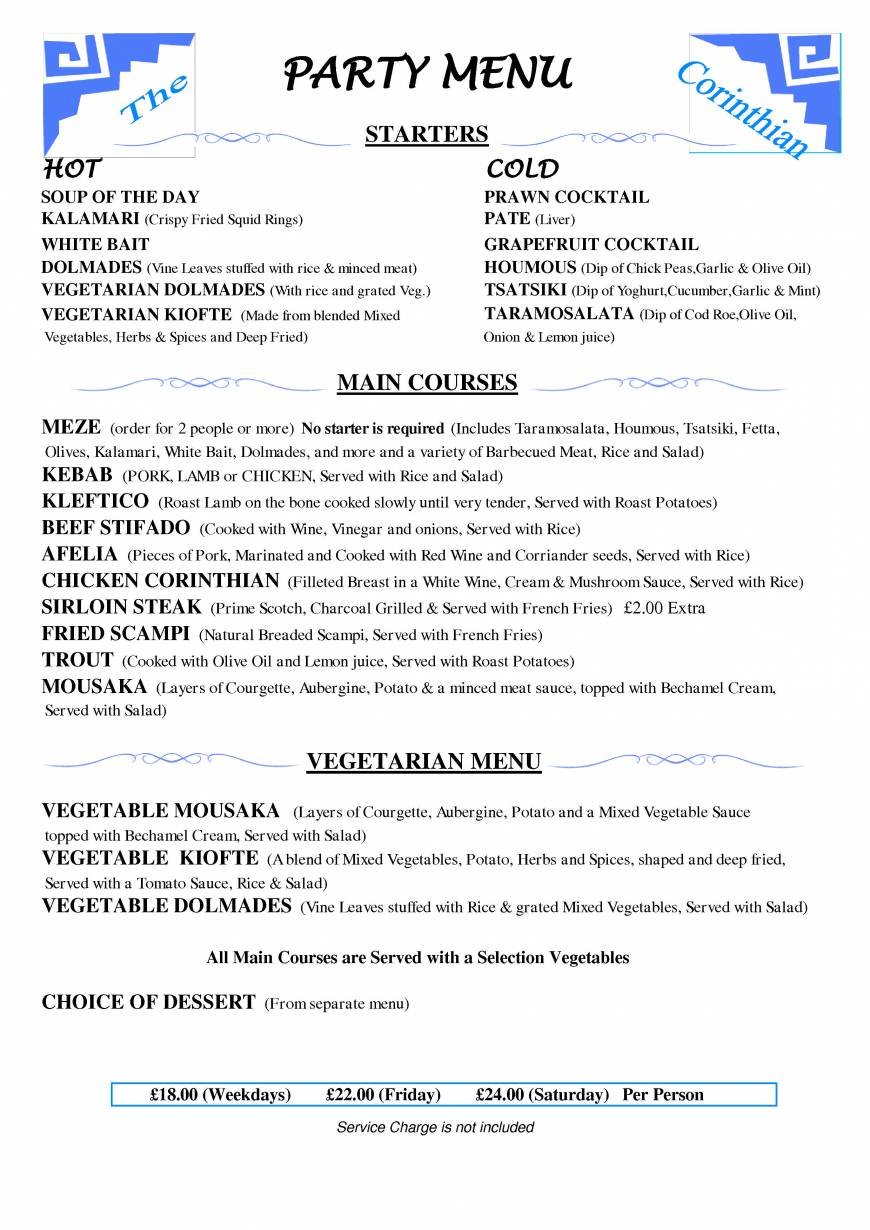  Pricelists of The Corinthian Restaurant 389-391 Eastern Avenue Gants Hill - Photo 5 of 12