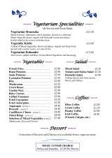 Menus & Prices, The Corinthian Restaurant, Ilford