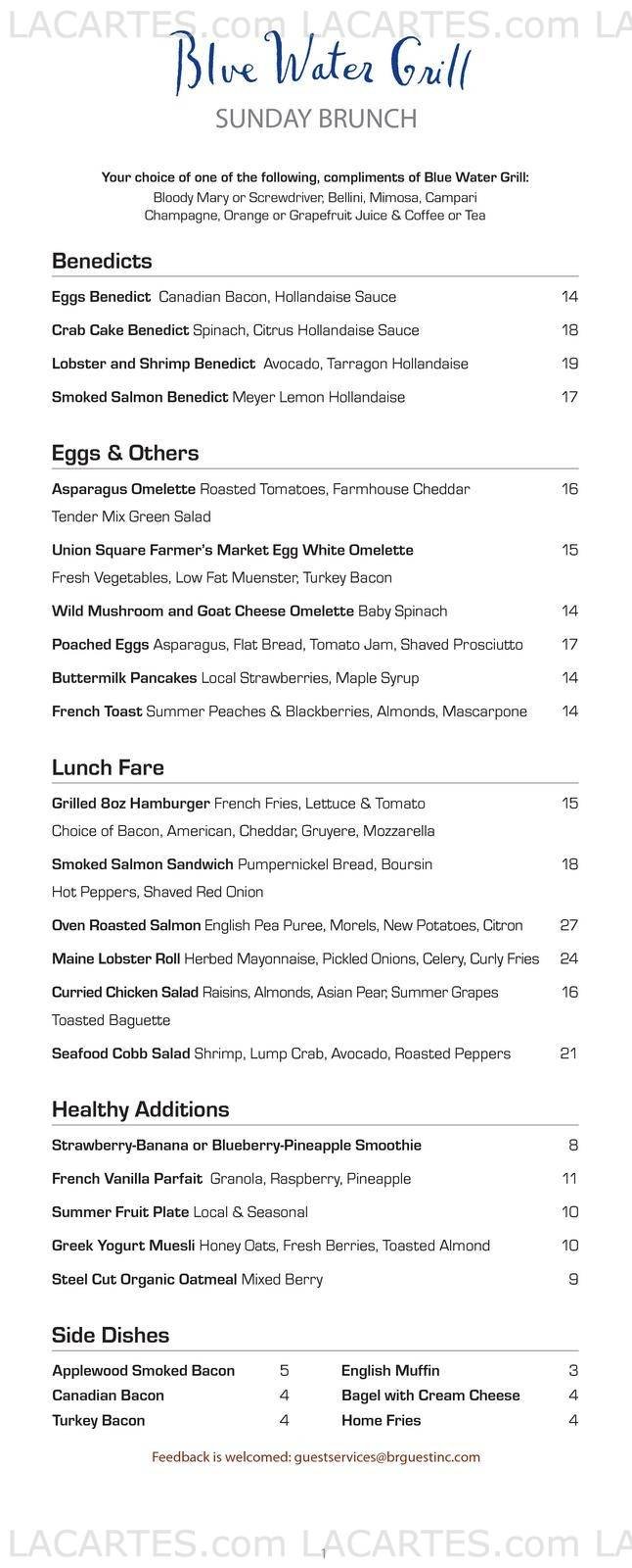  Pricelists of Blue Water Grill 31 Union Square West at 16th St. - Photo 13 of 24