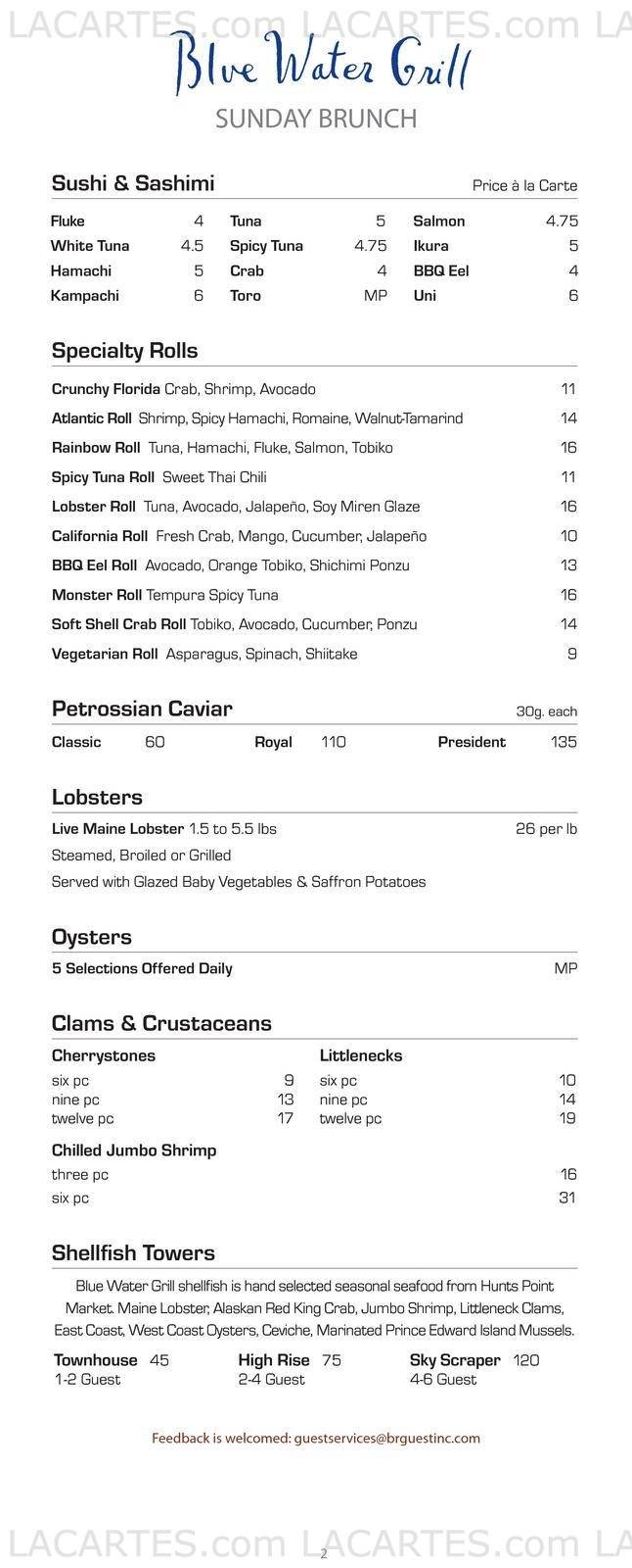  Pricelists of Blue Water Grill 31 Union Square West at 16th St. - Photo 24 of 24