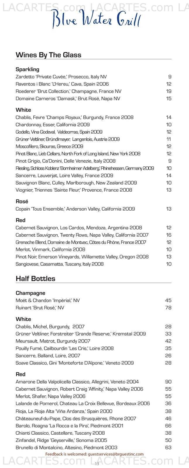  Pricelists of Blue Water Grill 31 Union Square West at 16th St. - Photo 22 of 24