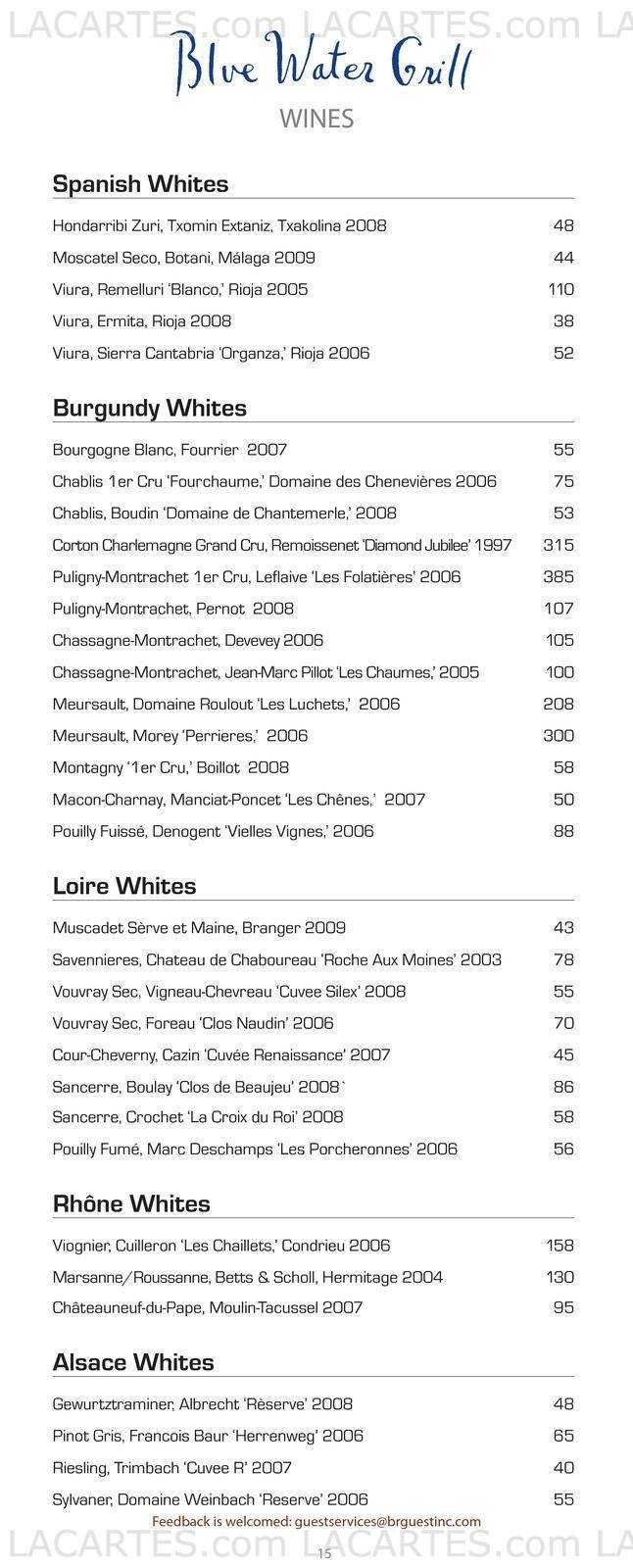  Pricelists of Blue Water Grill 31 Union Square West at 16th St. - Photo 20 of 24