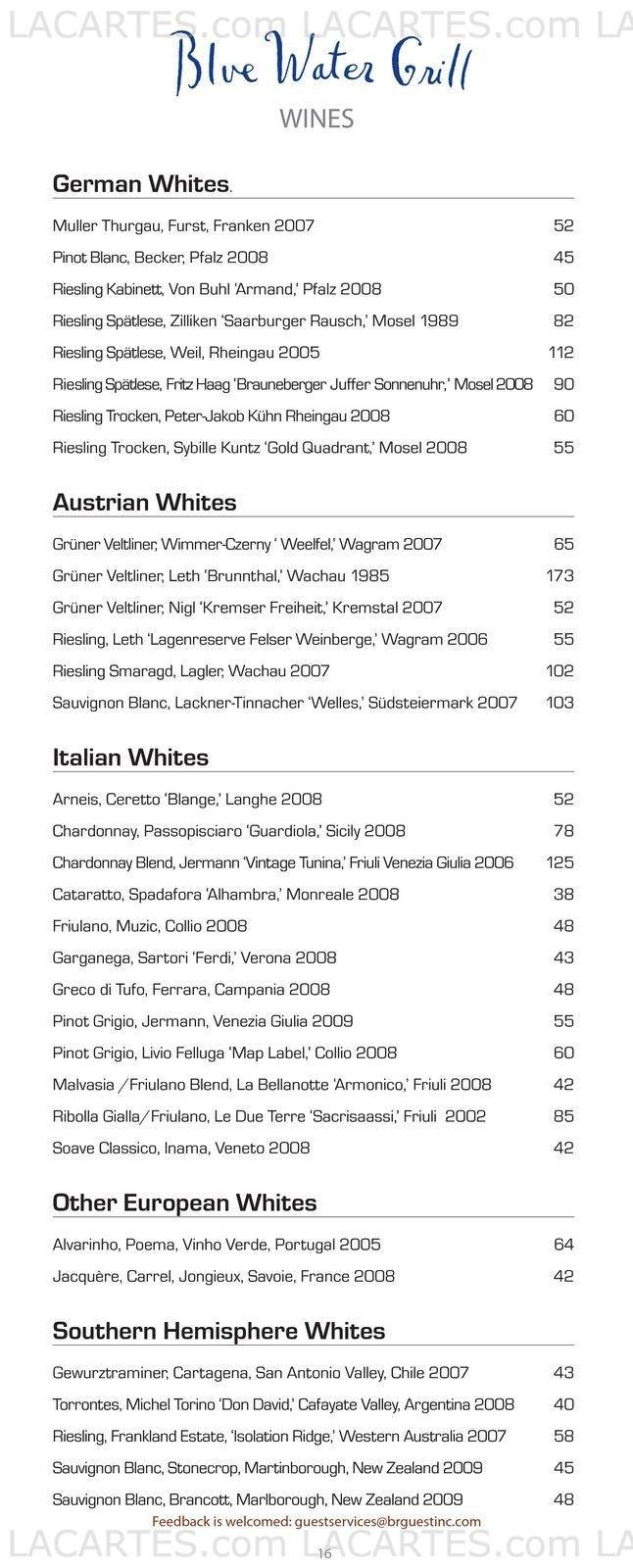  Pricelists of Blue Water Grill 31 Union Square West at 16th St. - Photo 19 of 24
