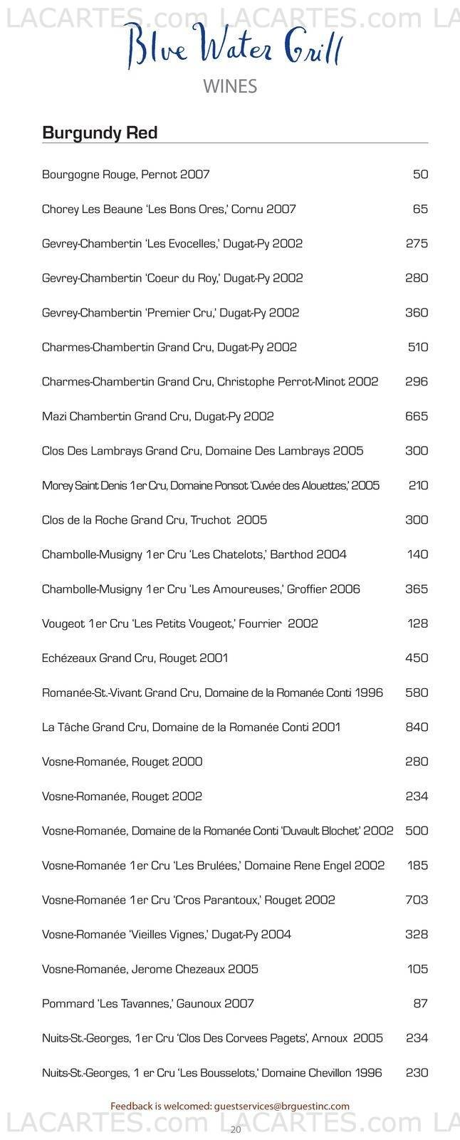  Pricelists of Blue Water Grill 31 Union Square West at 16th St. - Photo 15 of 24