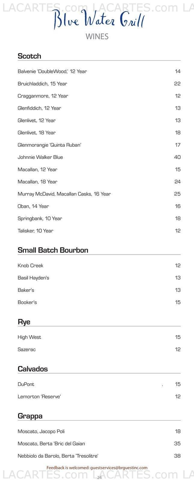  Pricelists of Blue Water Grill 31 Union Square West at 16th St. - Photo 10 of 24