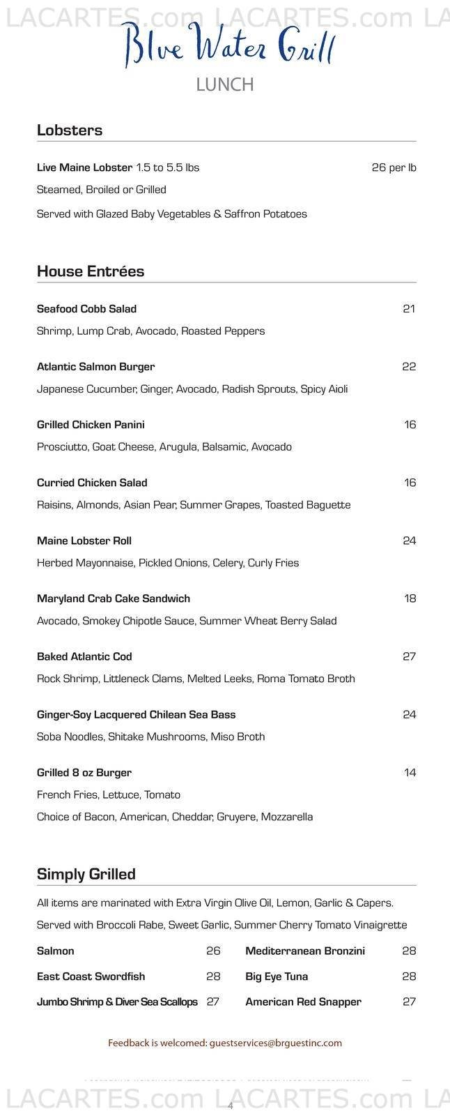  Pricelists of Blue Water Grill 31 Union Square West at 16th St. - Photo 8 of 24