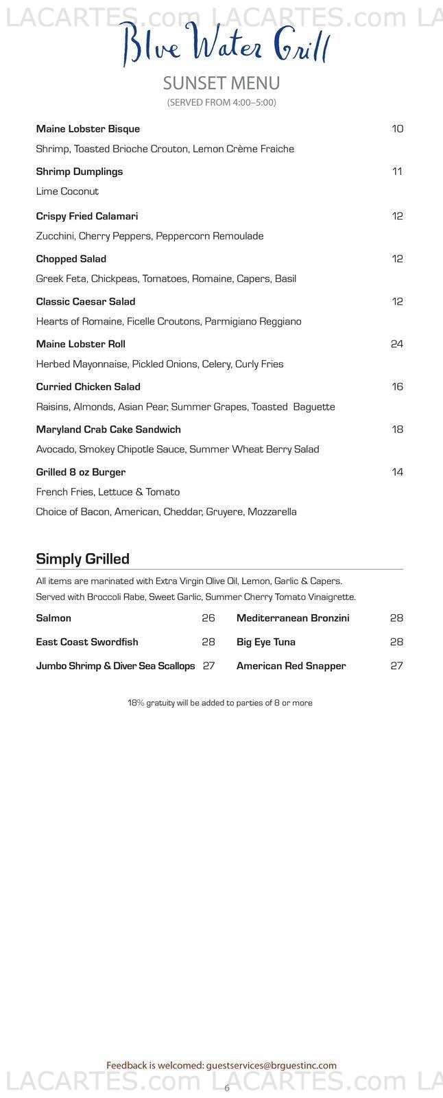  Pricelists of Blue Water Grill 31 Union Square West at 16th St. - Photo 7 of 24