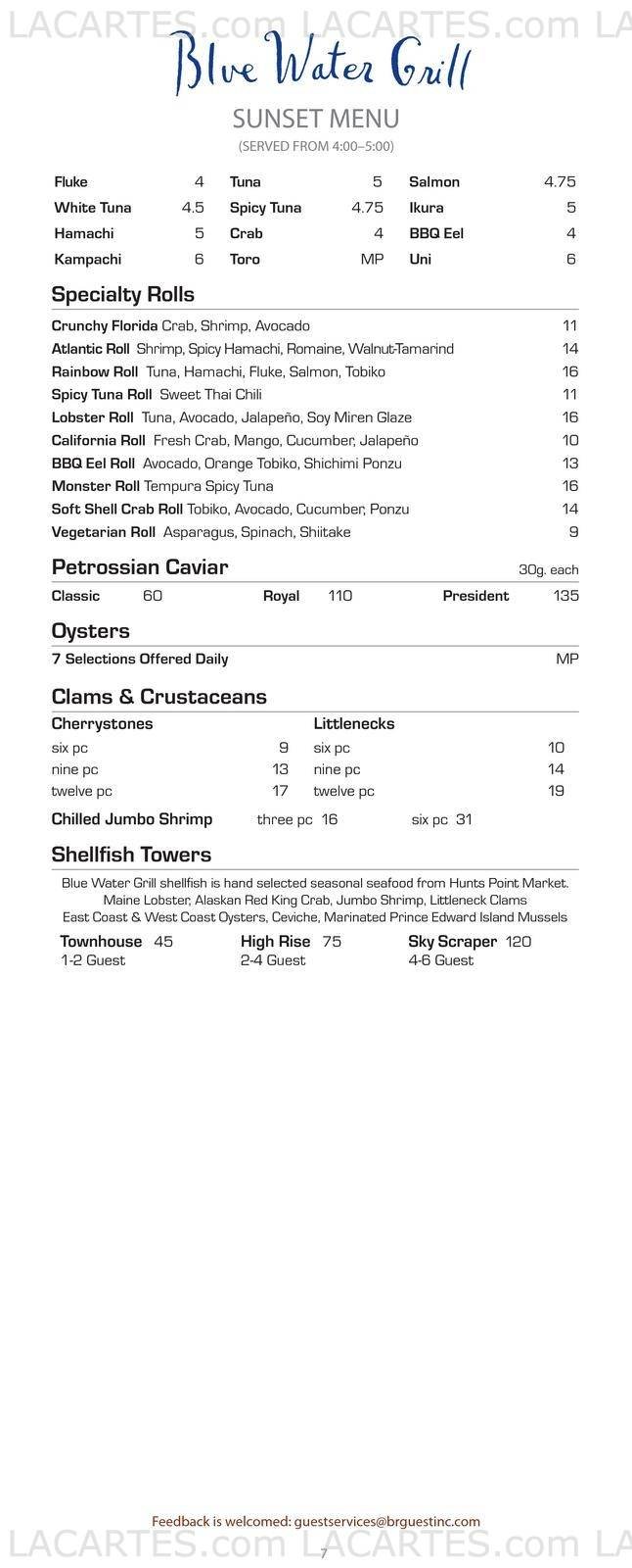  Pricelists of Blue Water Grill 31 Union Square West at 16th St. - Photo 6 of 24