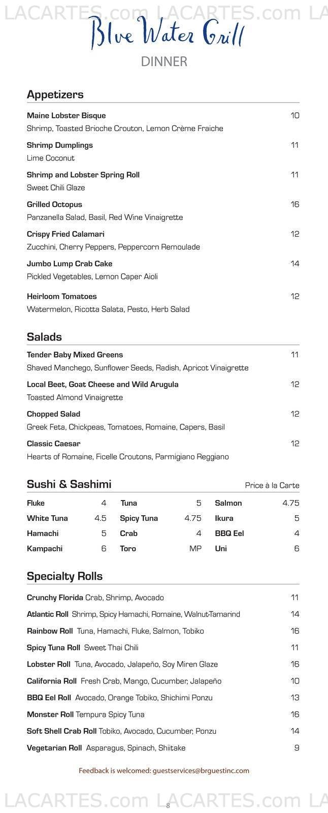  Pricelists of Blue Water Grill 31 Union Square West at 16th St. - Photo 5 of 24