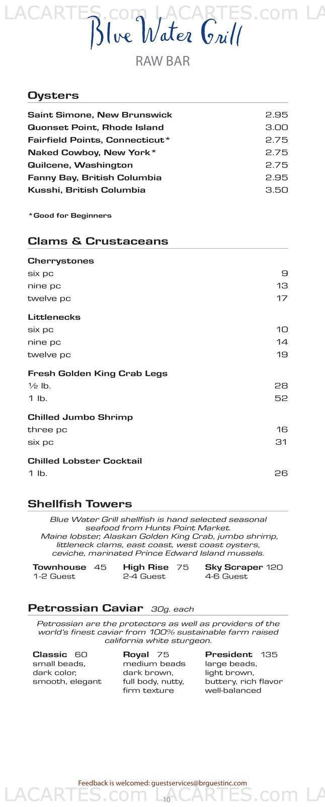  Pricelists of Blue Water Grill 31 Union Square West at 16th St. - Photo 3 of 24